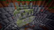 This Minecraft seed features a jungle temple that is balanced precariously on the inner walls of a ravine. (Image via Minecraft & Chill/YouTube)